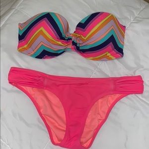 Strapless colorful Victoria’s Secret bikini